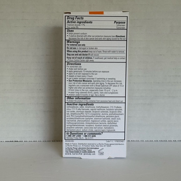 La Roche-Posay Anthelios Tinted Mineral Sunscreen 40 SPF Medium Tan NEW - Picture 9 of 13